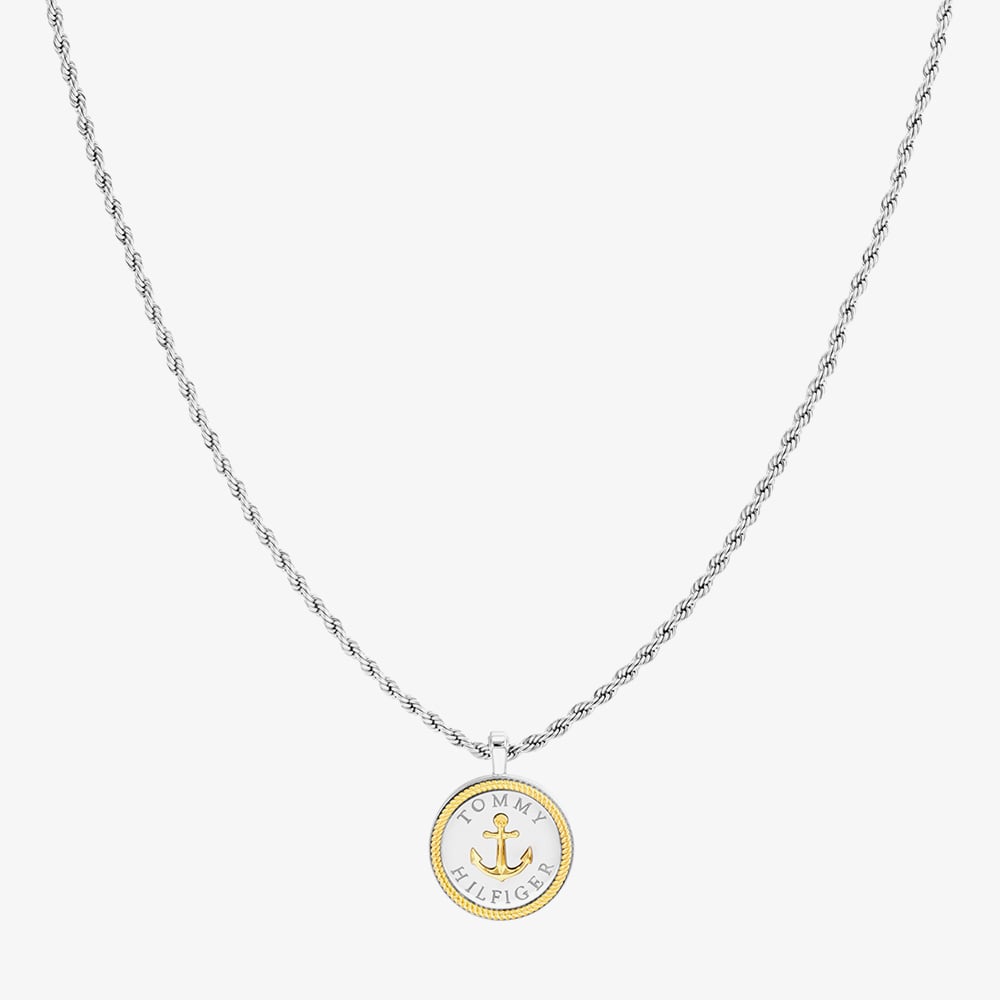 Tommy Hilfiger Nautical Two Tone 22 Inch Rope Chain Pendant Necklace 2790690