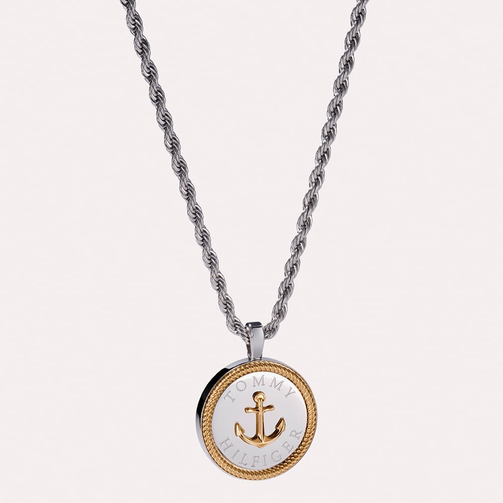 Tommy Hilfiger Nautical Two Tone 22 Inch Rope Chain Pendant Necklace 2790690