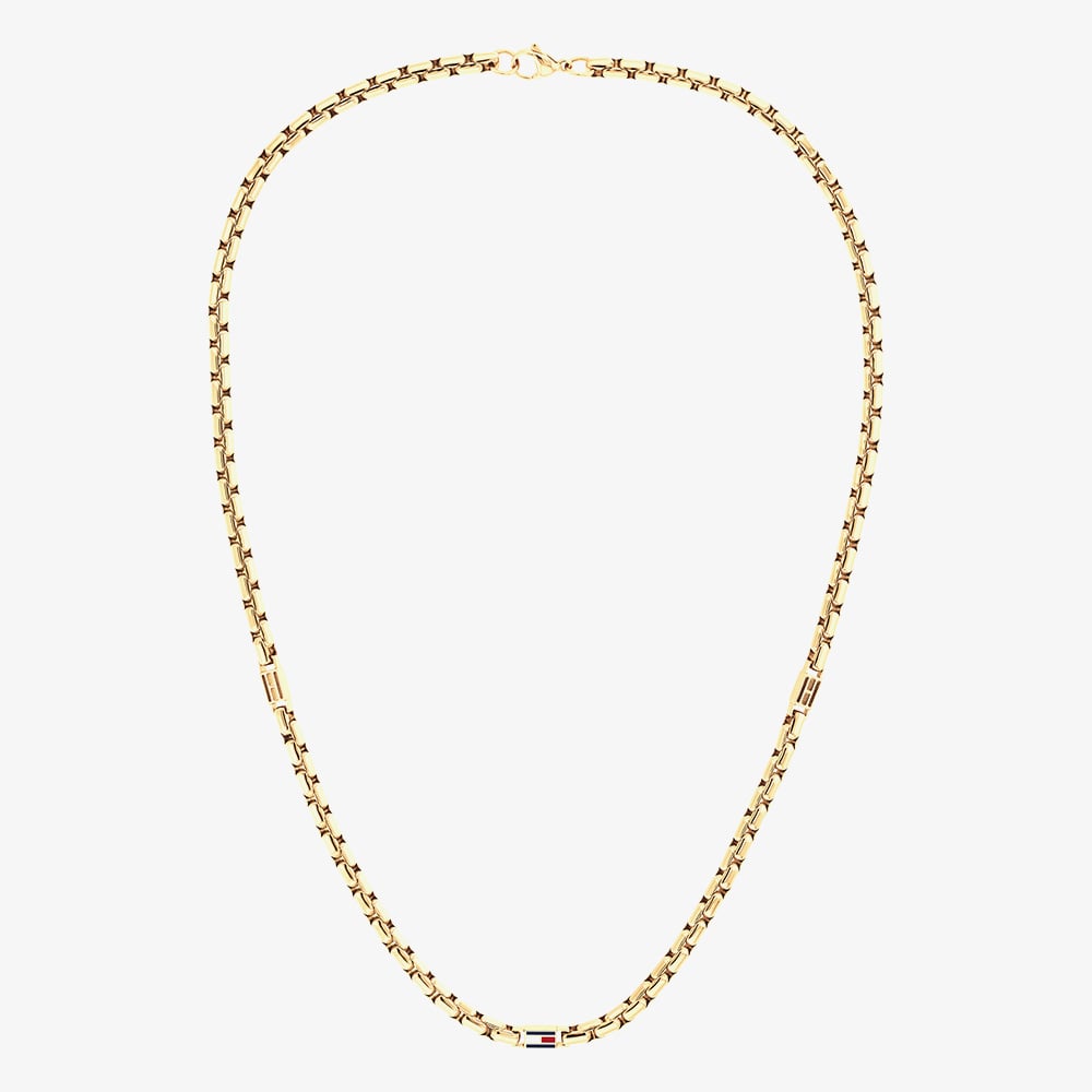 Tommy Hilfiger 3D Flag Metal Gold Plated Logo Necklace 2790673