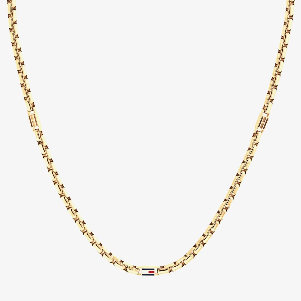 Tommy Hilfiger 3D Flag Metal Gold Plated Logo Necklace 2790673