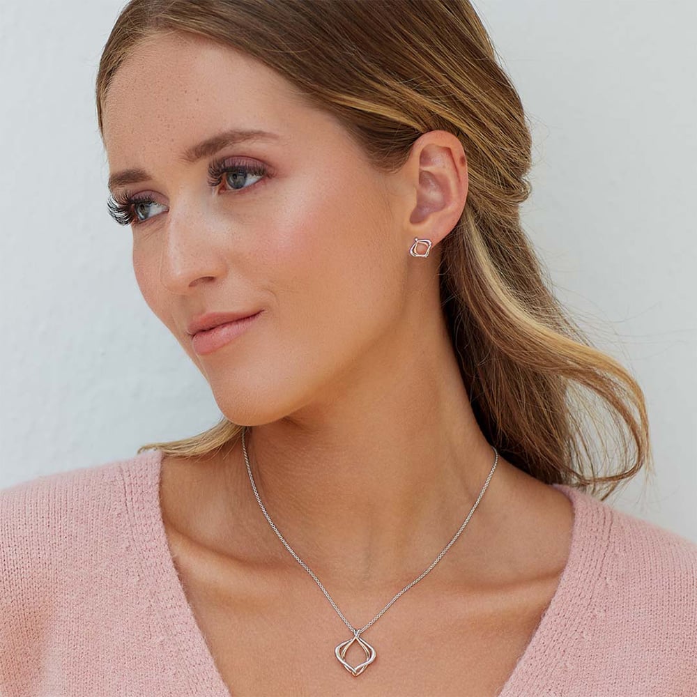 Kit Heath Sterling Silver & Rose Gold Plated Alicia Rose Petite Necklace 90018RRP