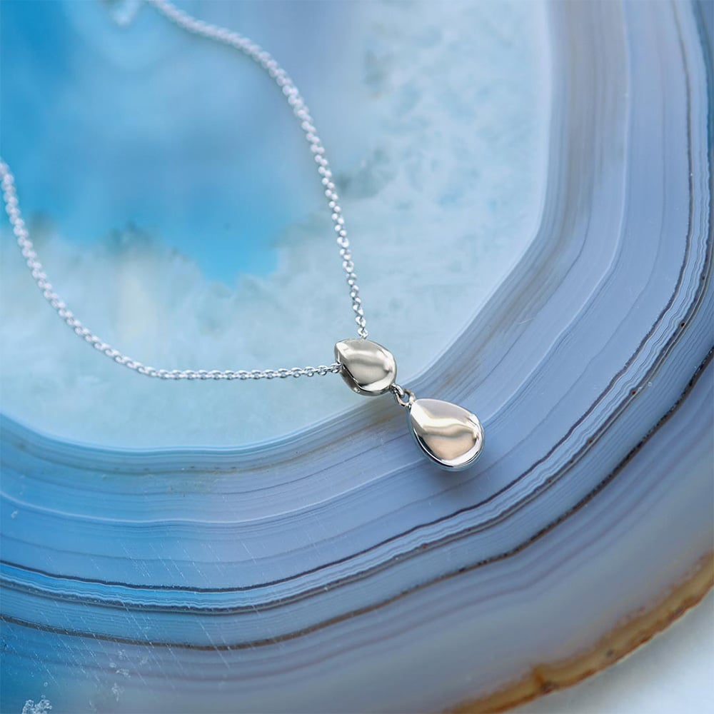 Kit Heath Sterling Silver Coast Pebbles Twin Droplet Necklace 90186RP