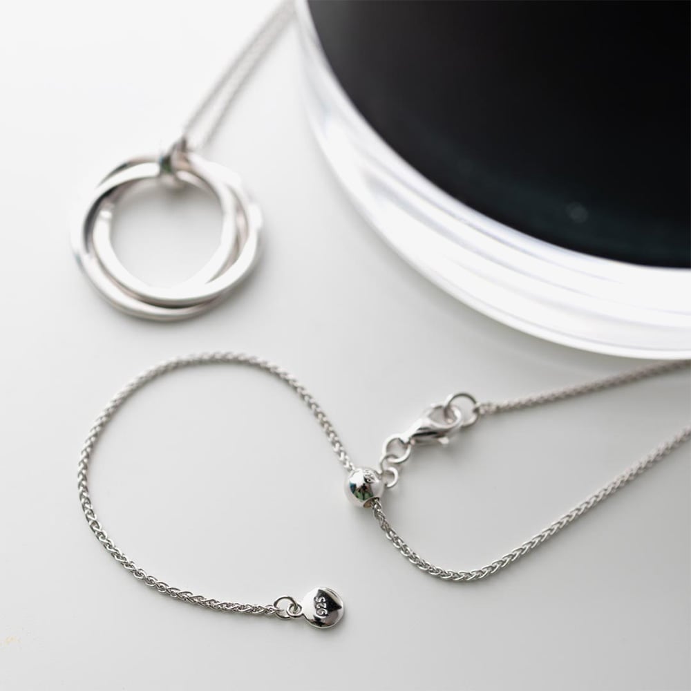 Kit Heath Sterling Silver Bevel Trilogy Grande Link Slider Necklace 9170RP