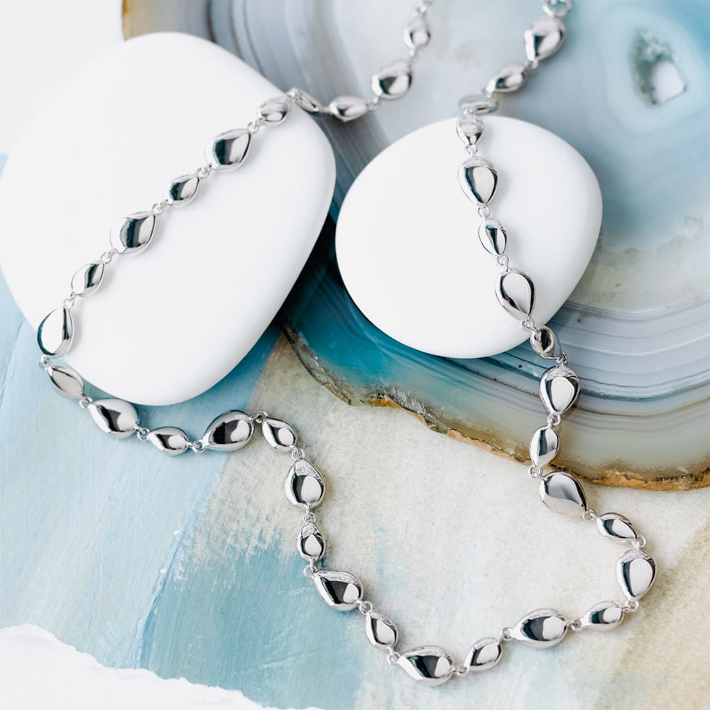 Kit Heath Sterling Silver Coast Pebbles Linking Pebbles Necklace 90189RP