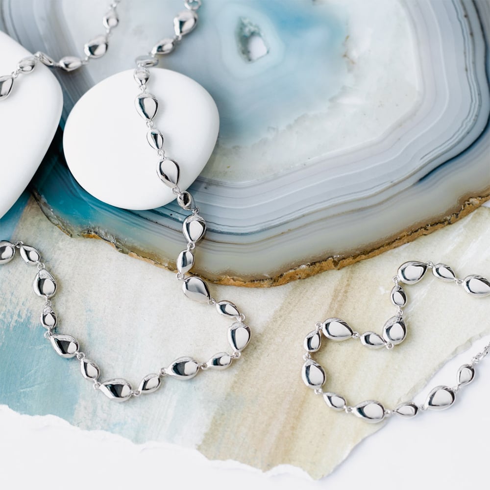 Kit Heath Sterling Silver Coast Pebbles Linking Pebbles Necklace 90189RP