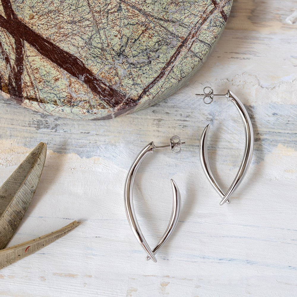 Kit Heath Sterling Silver Entwine Twine Twist Grande Link Hoop Earrings 60228RP