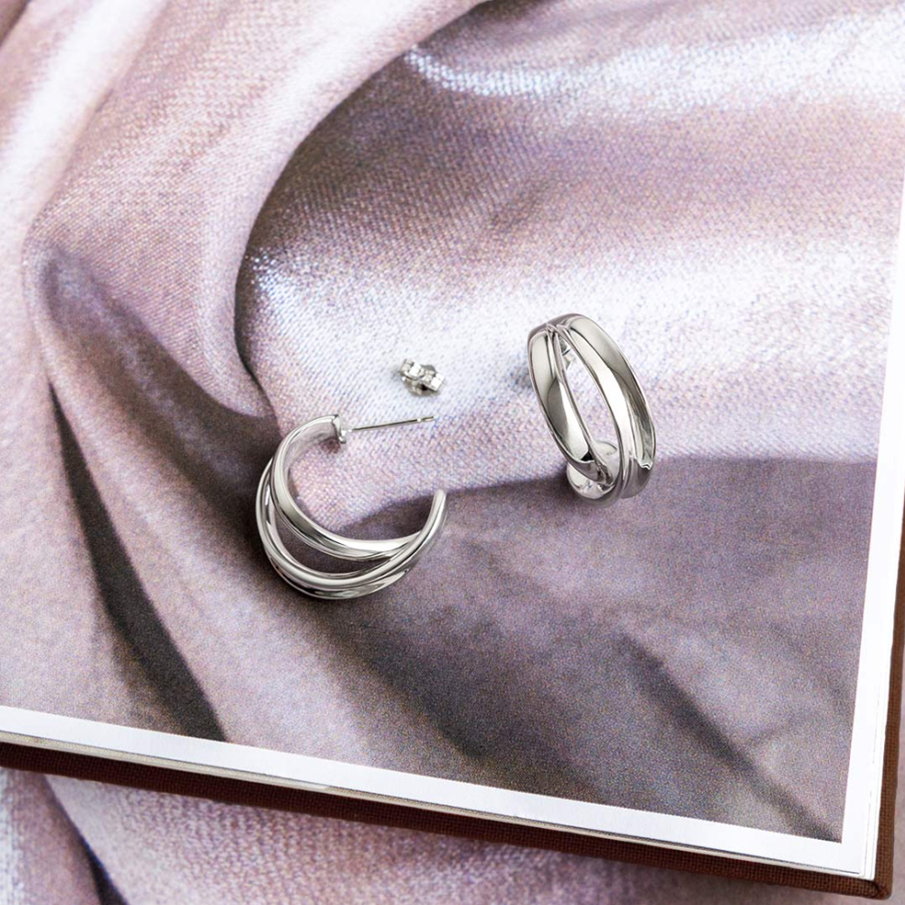 Kit Heath Sterling Silver Serenity Crossover Hoop Earrings 61186RP