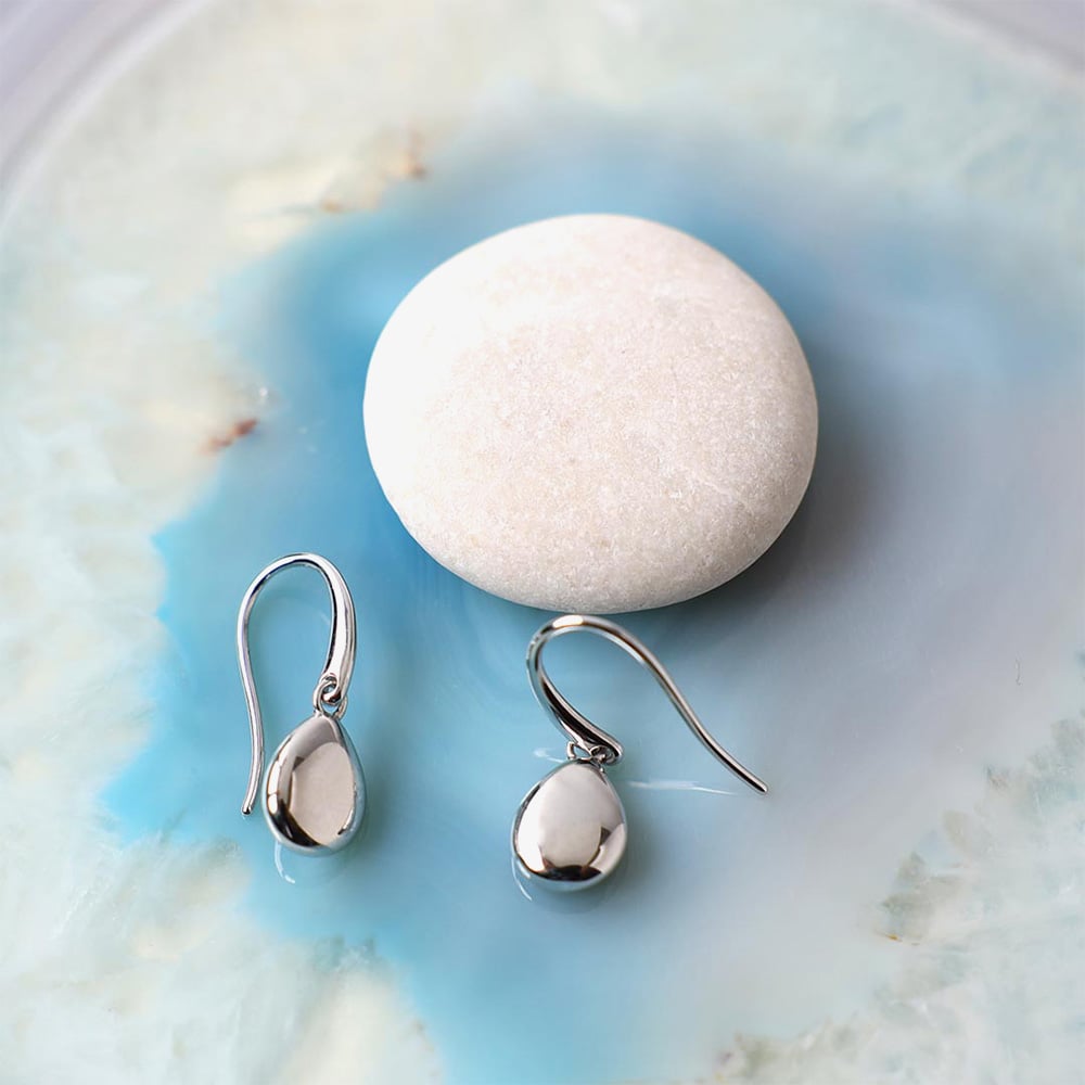 Kit Heath Sterling Silver Coast Pebbles Droplet Drop Earrings 60185RP