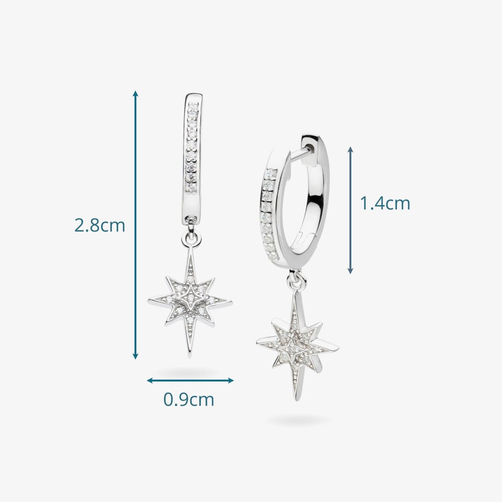 Kit Heath Silver Celeste North Star Hoop Earrings 50456CZ