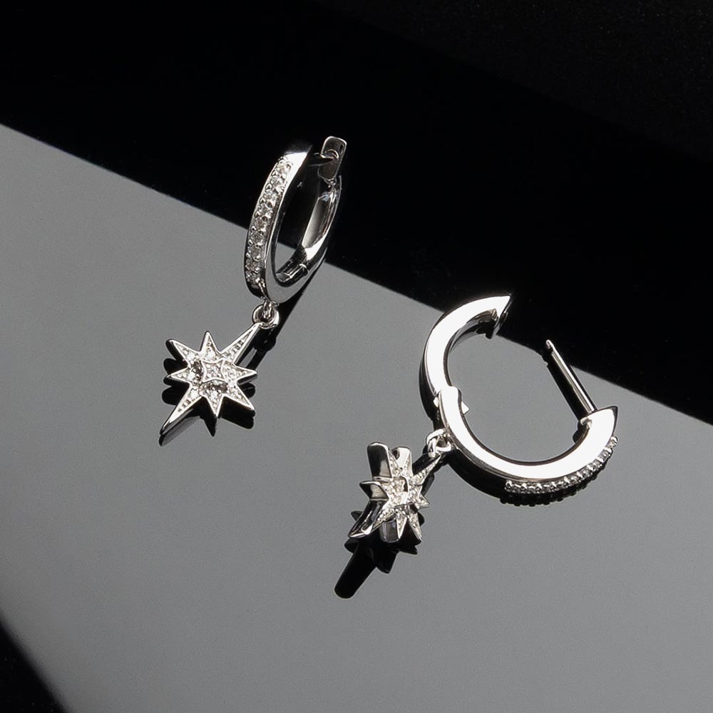 Kit Heath Silver Celeste North Star Hoop Earrings 50456CZ