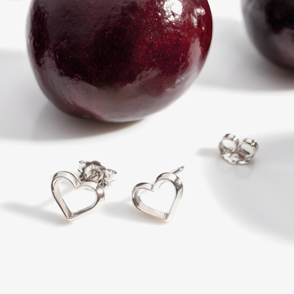 Kit Heath Love Silver Heart Stud Earrings 40530RP