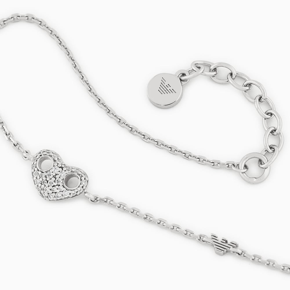 Emporio Armani Sterling Silver & Cubic Zirconia Heart Bracelet EG3647040