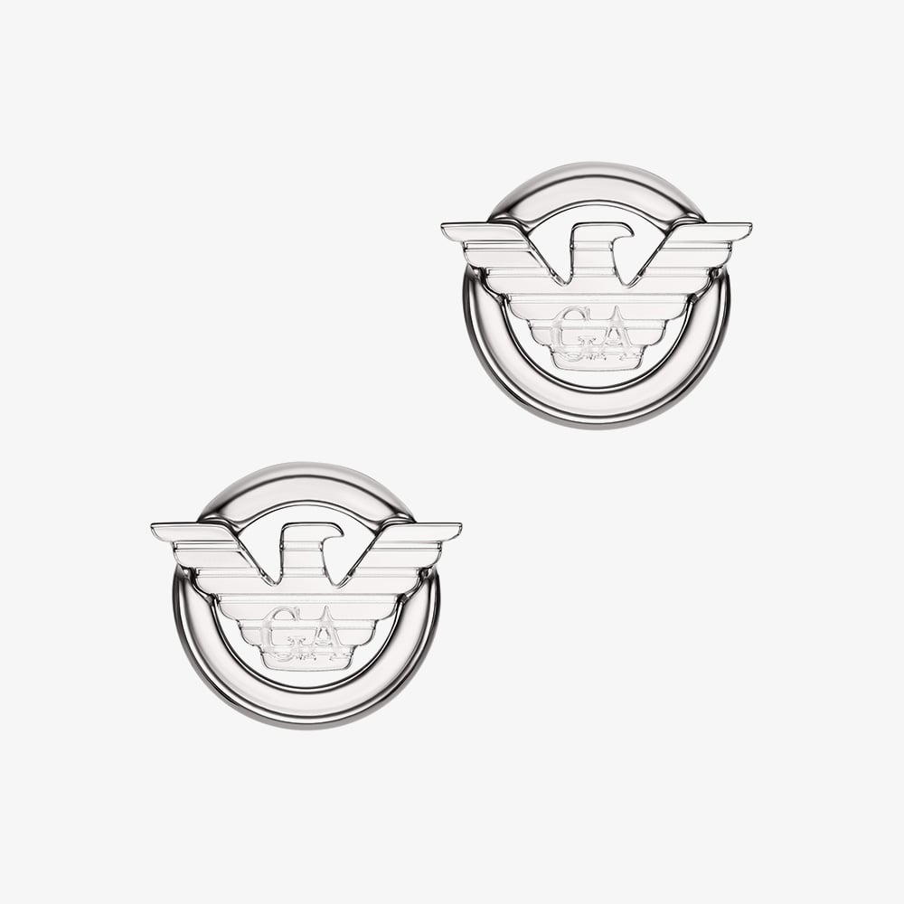 Emporio Armani Mens Stainless Steel Logo Stud Earrings EGS3238040