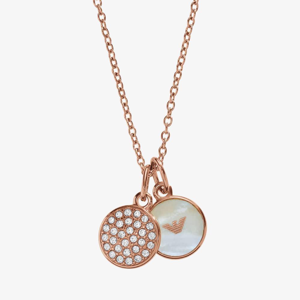 Product photograph of Emporio Armani Ladies Rose Gold Tone Necklace Egs2158221 from The Jewel Hut