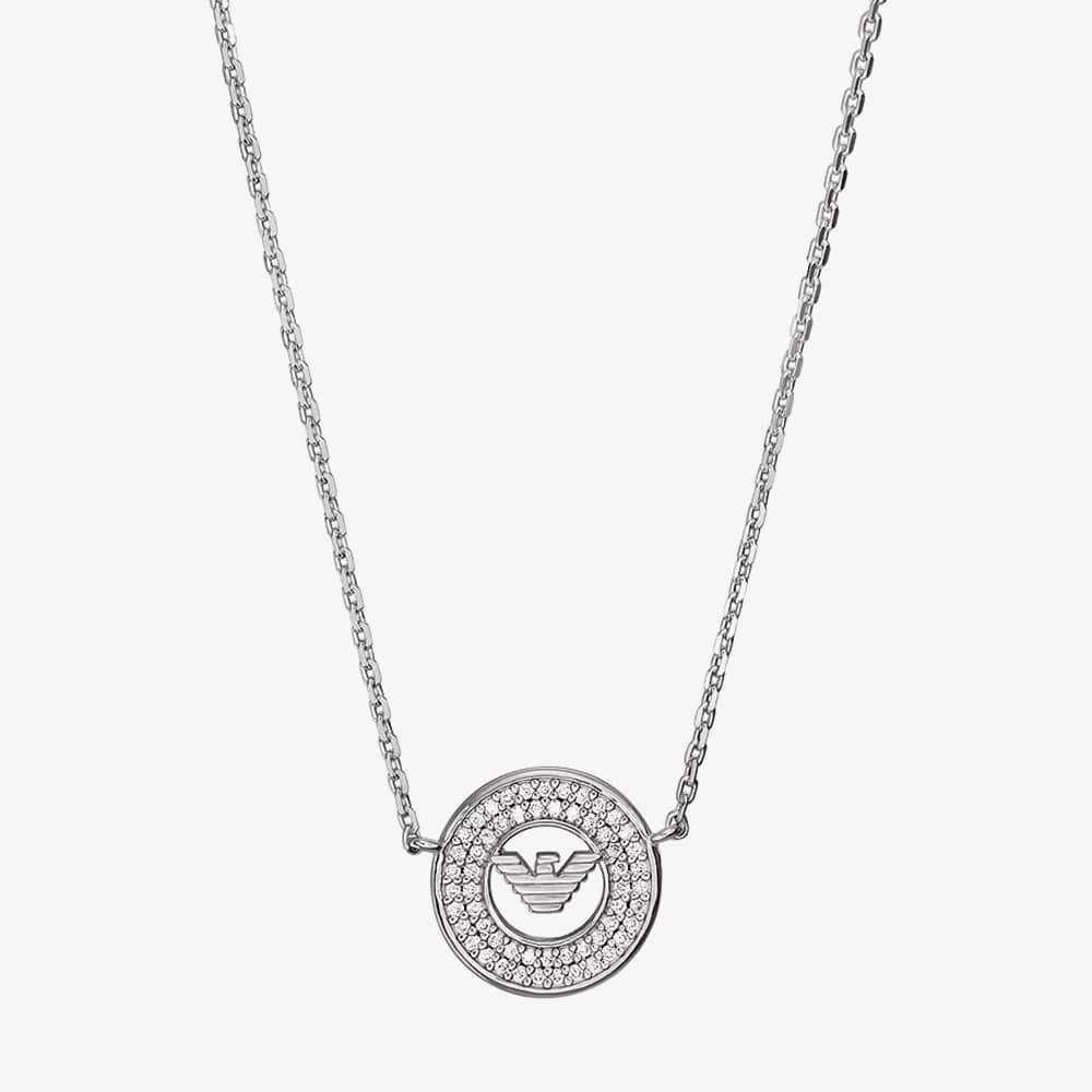 Emporio Armani Silver Round Eagle Logo Necklace EG3585040