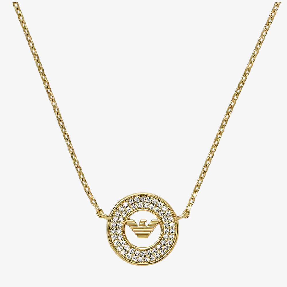 Emporio Armani Gold Tone Round Logo Coin Necklace EG3628710