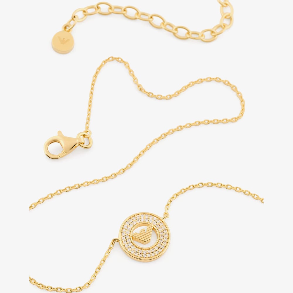 Emporio Armani Gold Tone Round Logo Coin Necklace EG3628710
