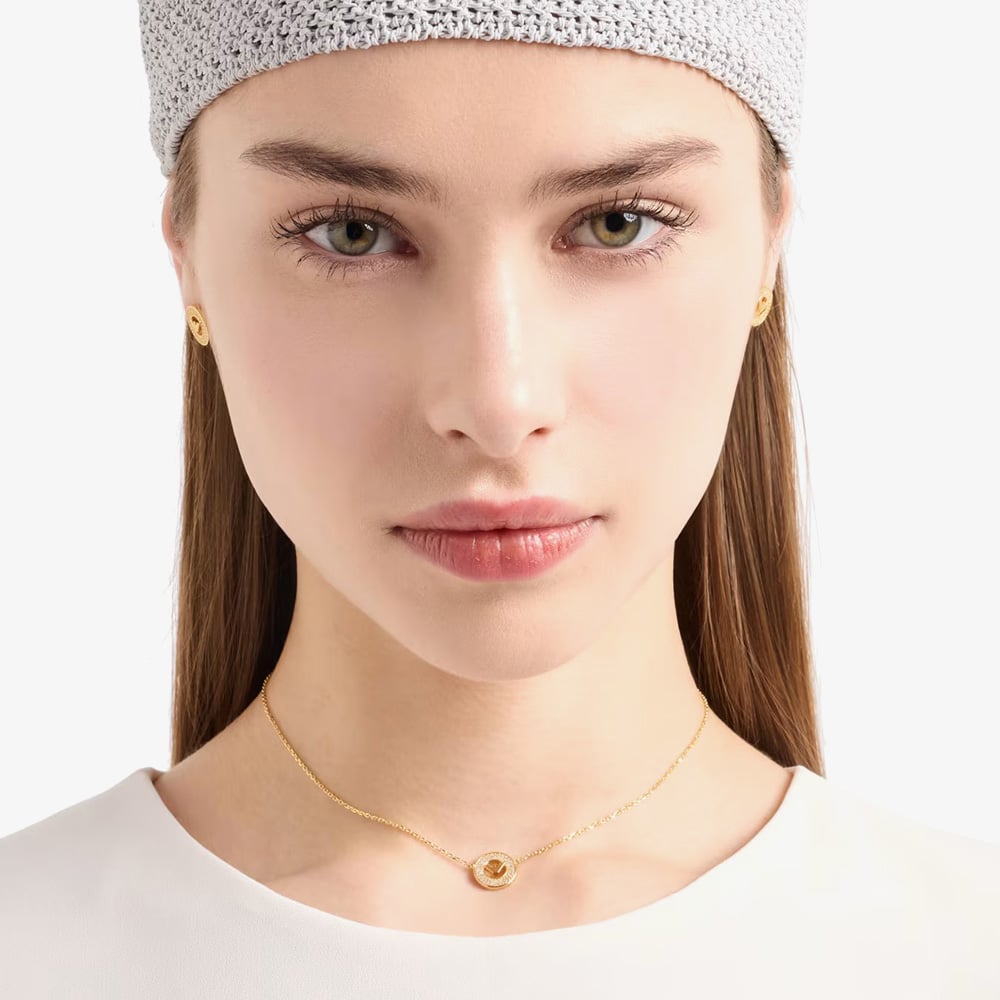 Emporio Armani Gold Tone Round Logo Coin Necklace EG3628710