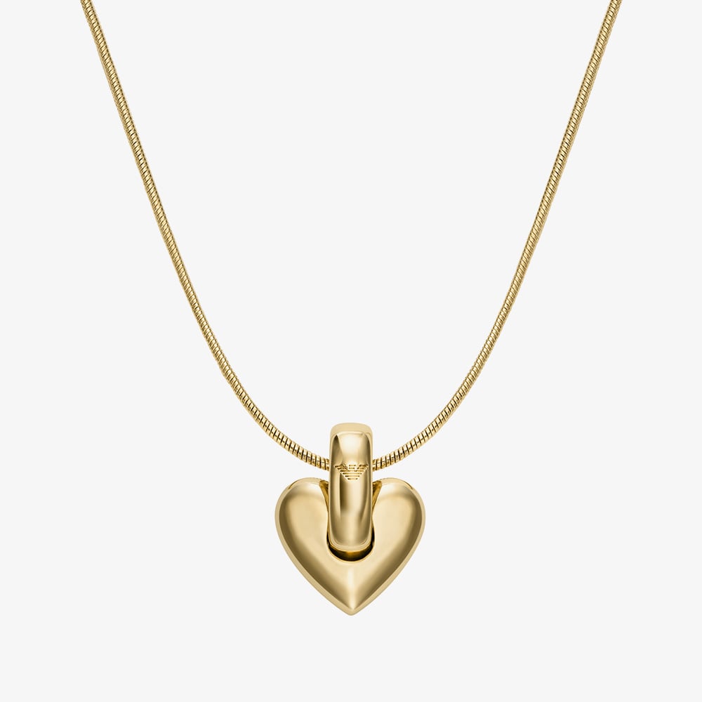 Emporio Armani Gold Tone Heart Pendant Necklace EGS3265710