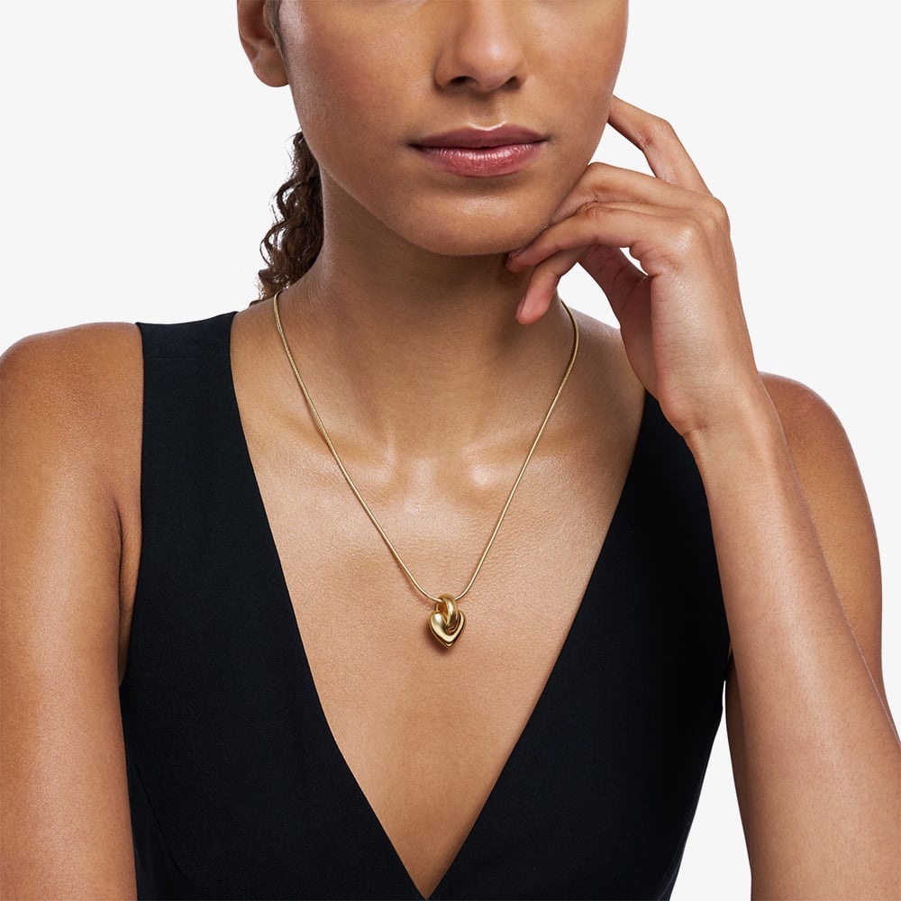 Emporio Armani Gold Tone Heart Pendant Necklace EGS3265710