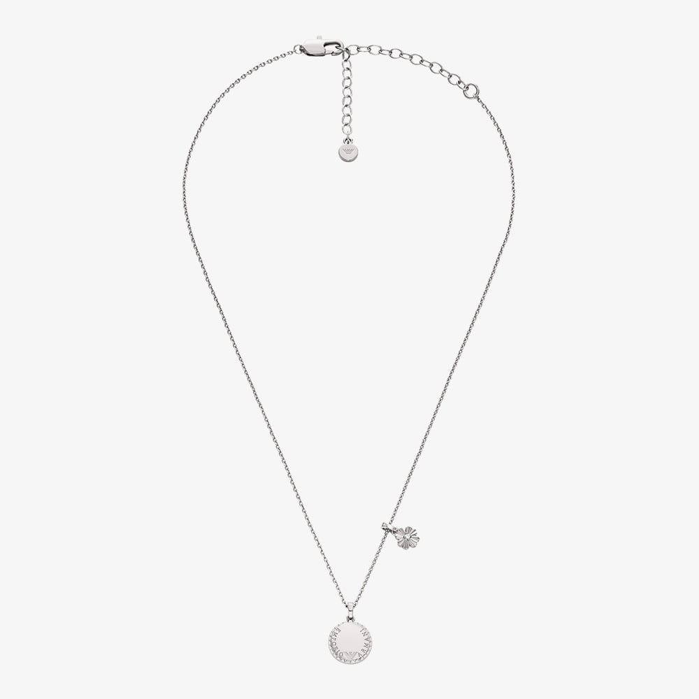 Emporio Armani Silver Tone Coin Pendant Necklace EGS3275040