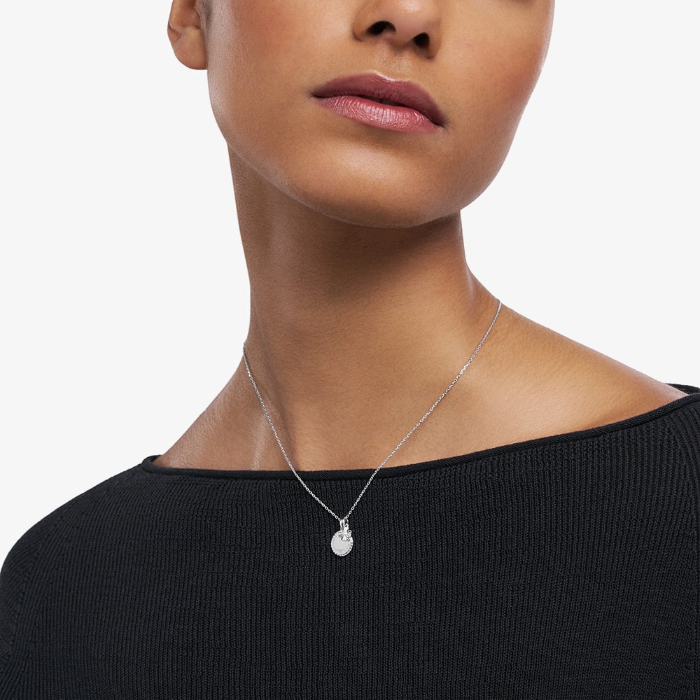 Emporio Armani Silver Tone Coin Pendant Necklace EGS3275040
