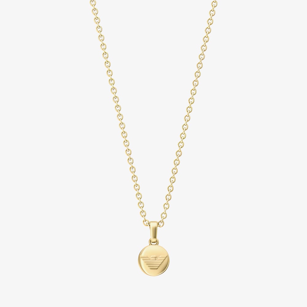 Emporio Armani Yellow Gold Tone Plated Stainless Steel Eagle Logo Pendant EGS3434710