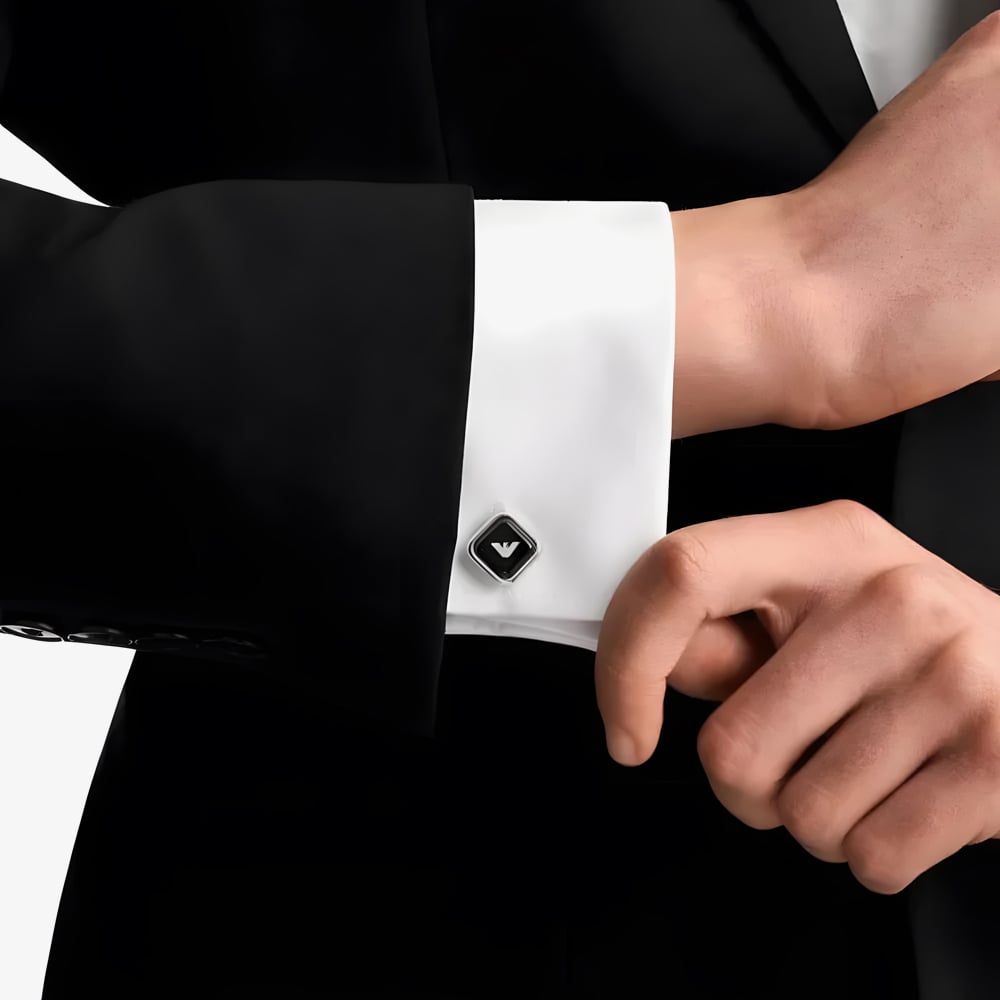 Emporio Armani Black Diamond Logo Cufflinks EGS3385040