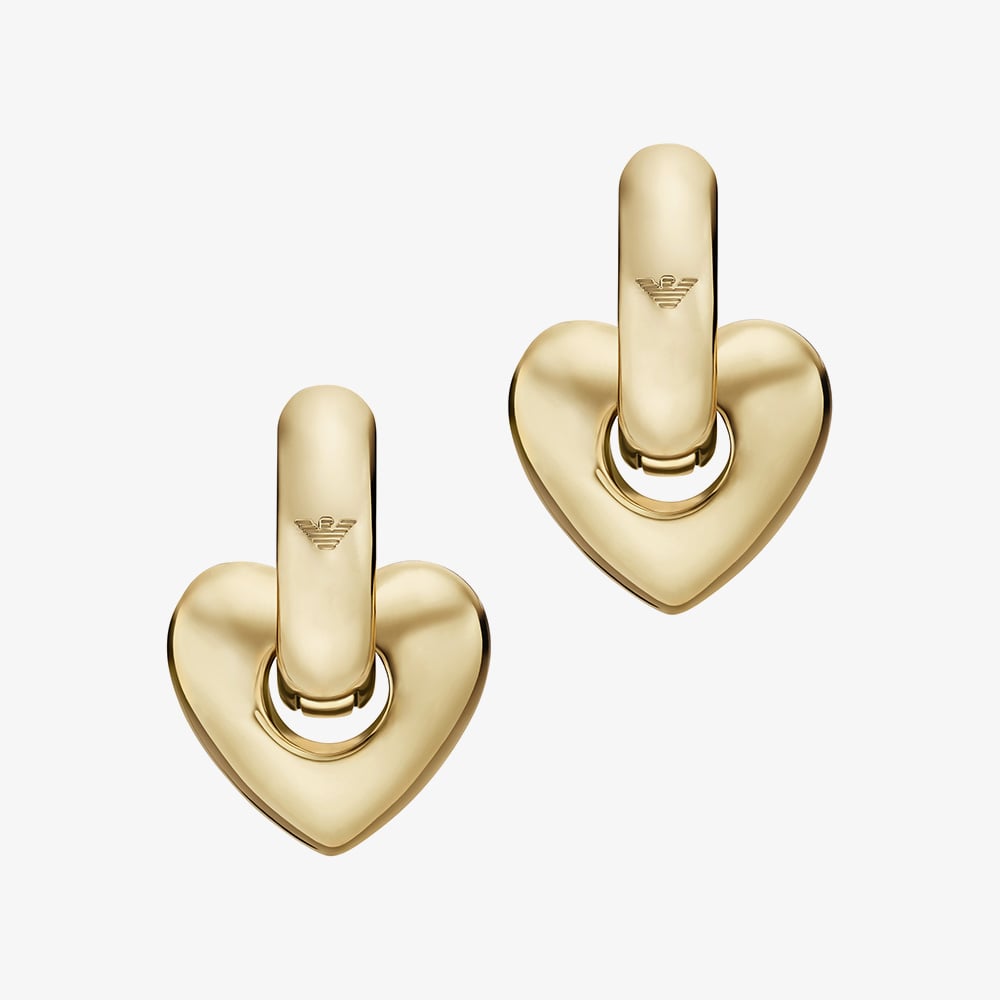 Emporio Armani Gold Tone Heart Pendant Hoop Earrings EGS3266710
