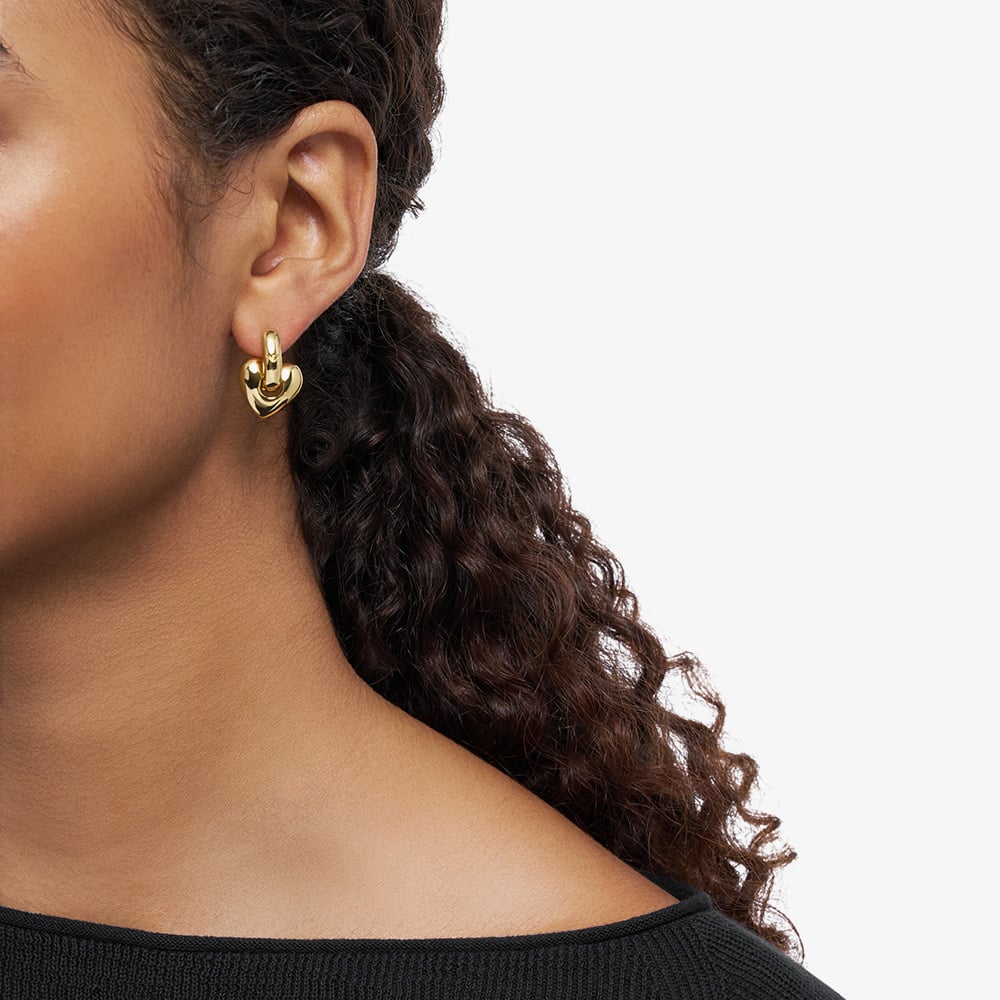 Emporio Armani Gold Tone Heart Pendant Hoop Earrings EGS3266710