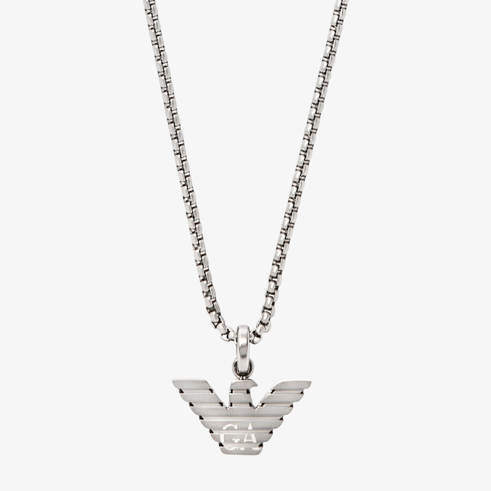 Emporio Armani Mens Stainless Steel Logo Necklace EGS3169040