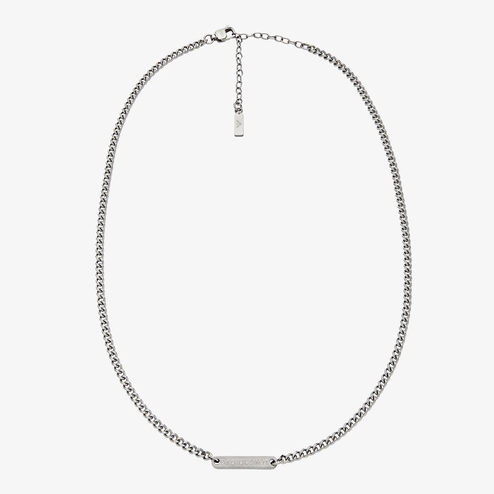 Emporio Armani Mens Stainless Steel Logo ID Necklace EGS3188040