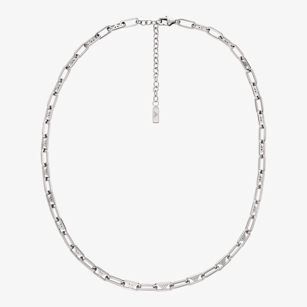 Emporio Armani Mens Stainless Steel Oval Link Necklace EGS3248040
