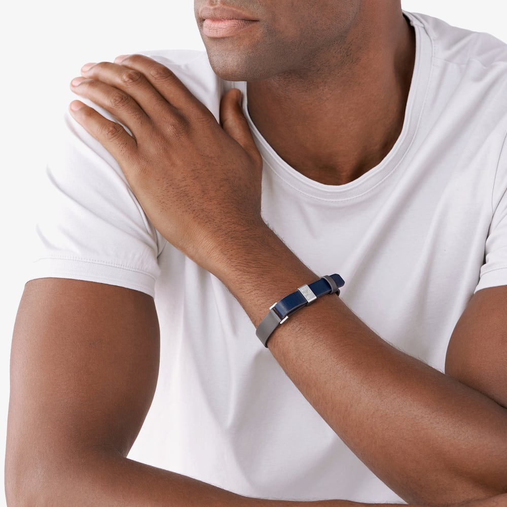 Emporio Armani Essential Navy & Grey Leather Bracelet EGS2918040