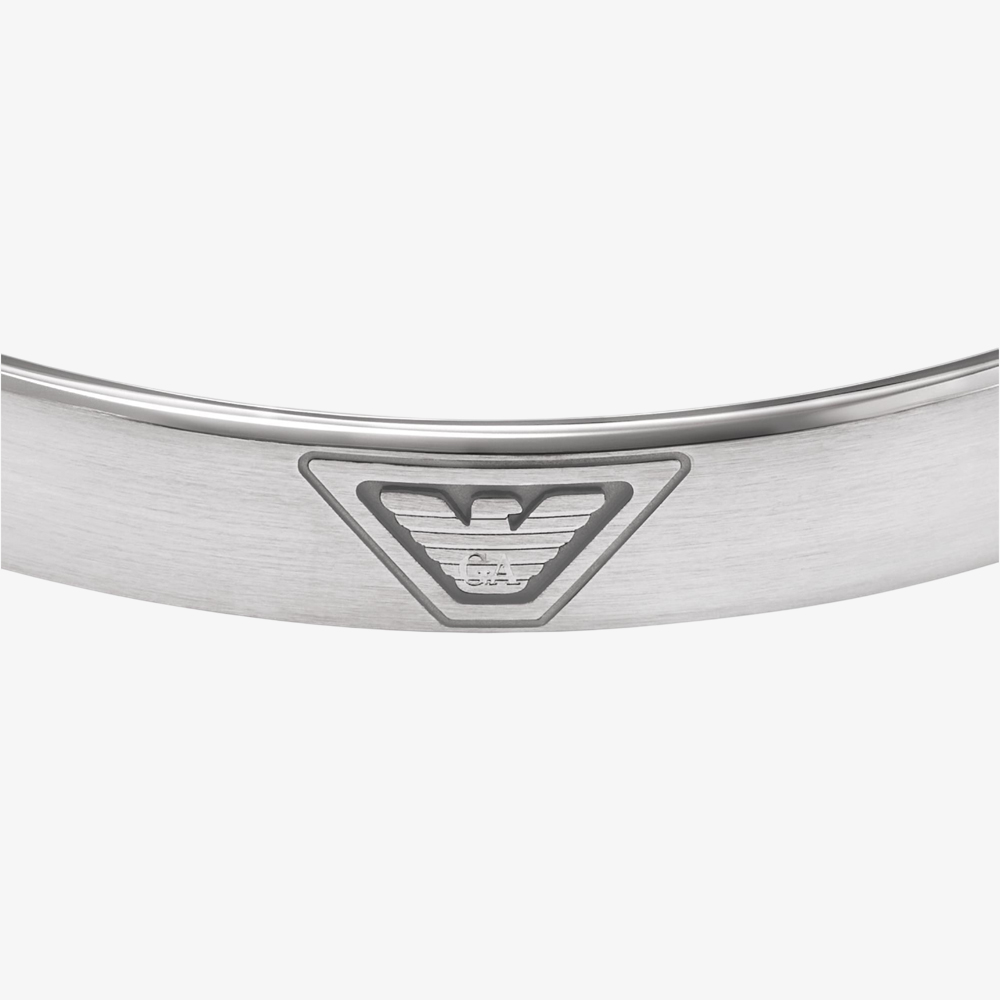 Emporio Armani Mens Silver Open Torque Logo Bangle EGS3127040