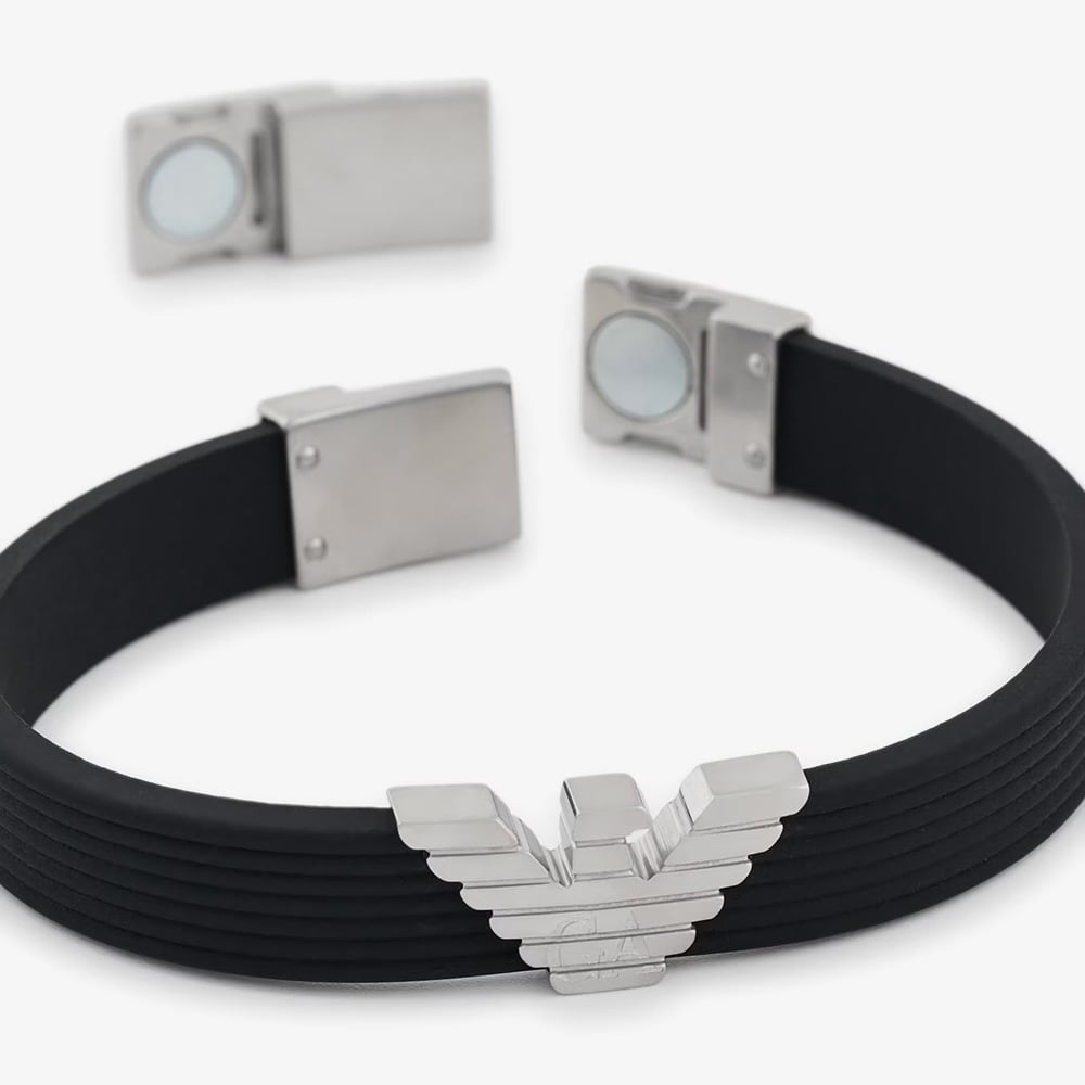 Emporio Armani Black Silicone ID Bracelet EGS3168040