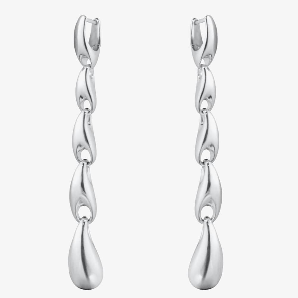 Product photograph of Georg Jensen Reflect Sterling Silver Four Link Dropper Earrings 20001089 from The Jewel Hut
