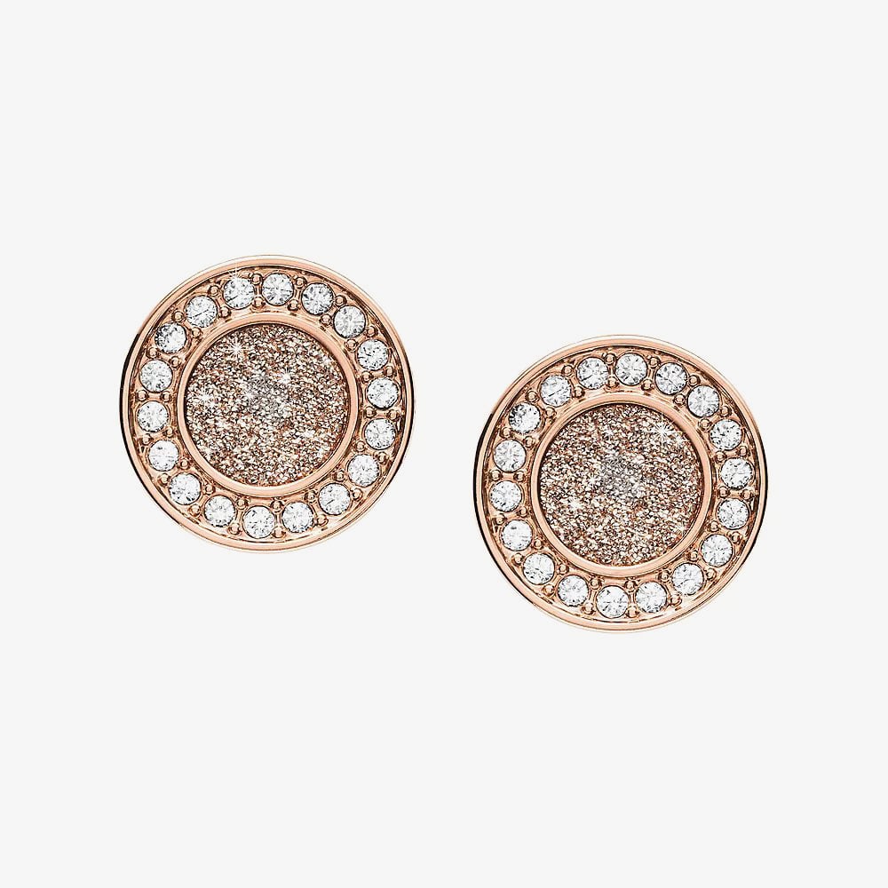 Fossil Halo Rose Gold-Tone Stud Earrings JF03263791