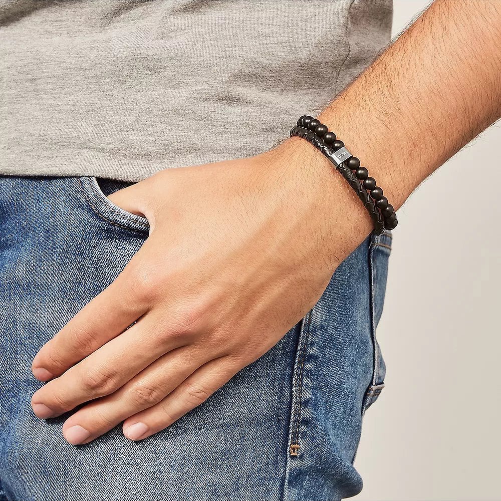 Fossil Townsman Vintage Multi Strand Black Bracelet JF02763040