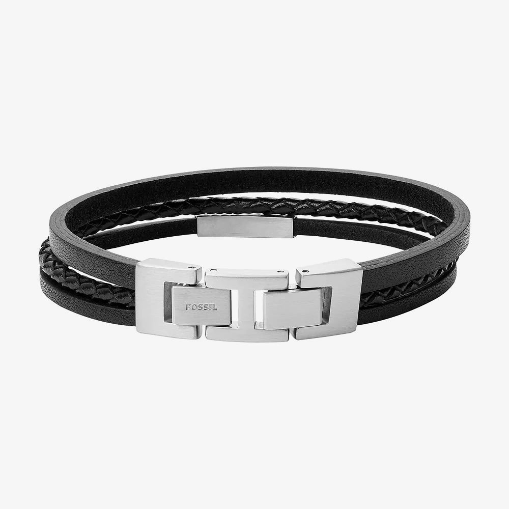 Fossil Townsman Multi Strand Black Leather Bracelet JF03322040