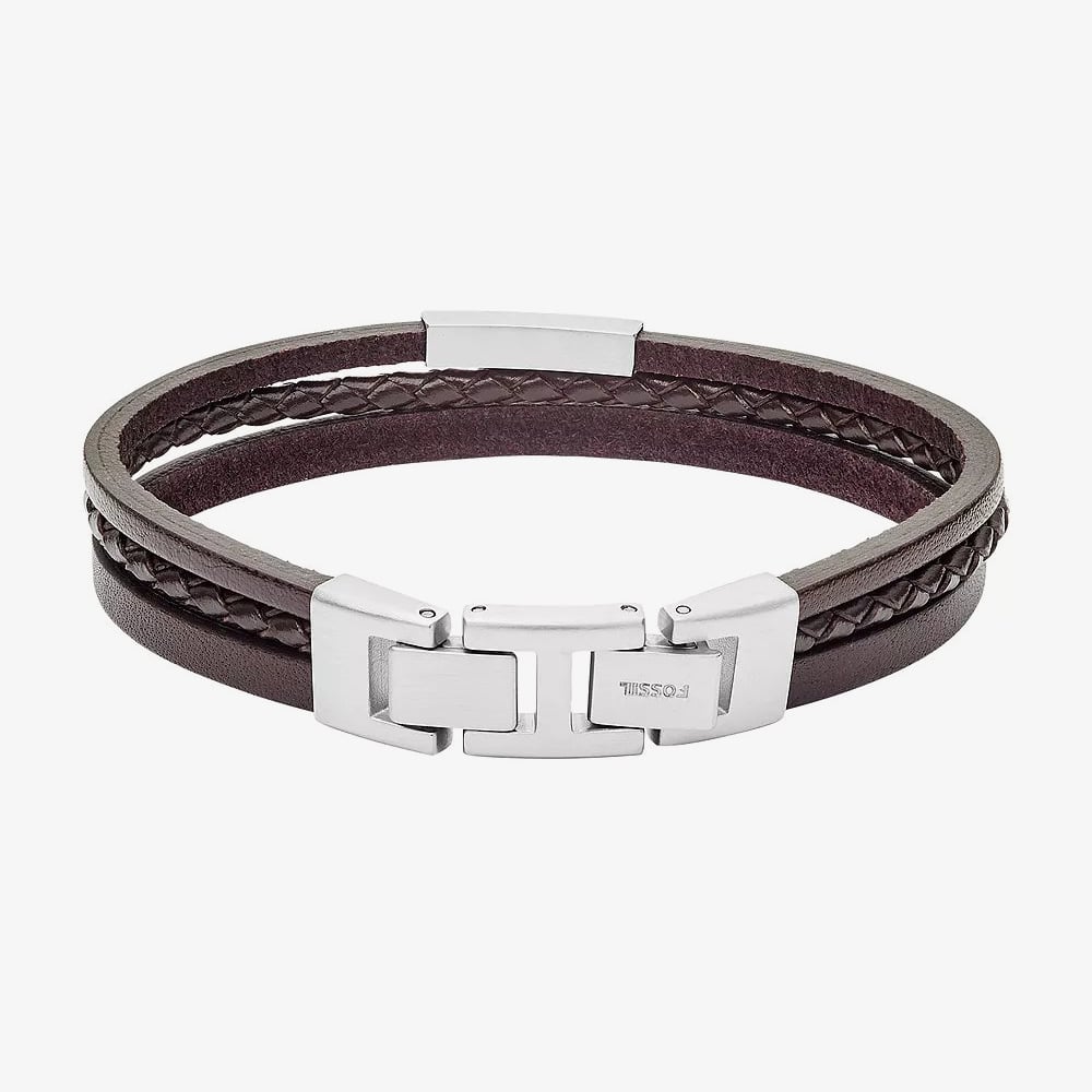 Fossil Townsman Multi Strand Brown Leather Bracelet JF03323040