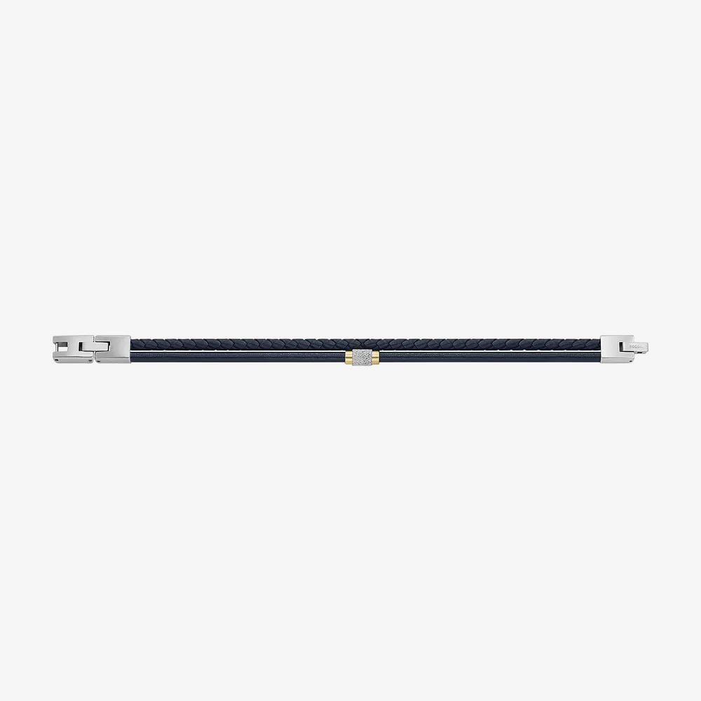 Fossil Machine Knurled Blue Leather Bracelet JF04703998