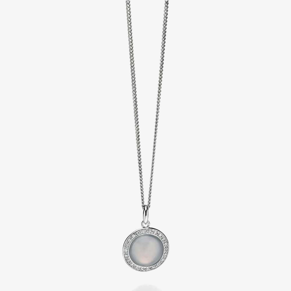 Product photograph of Fiorelli Ladies Silver Round Lavender Chalcedony Pave Pendant P4240 from The Jewel Hut