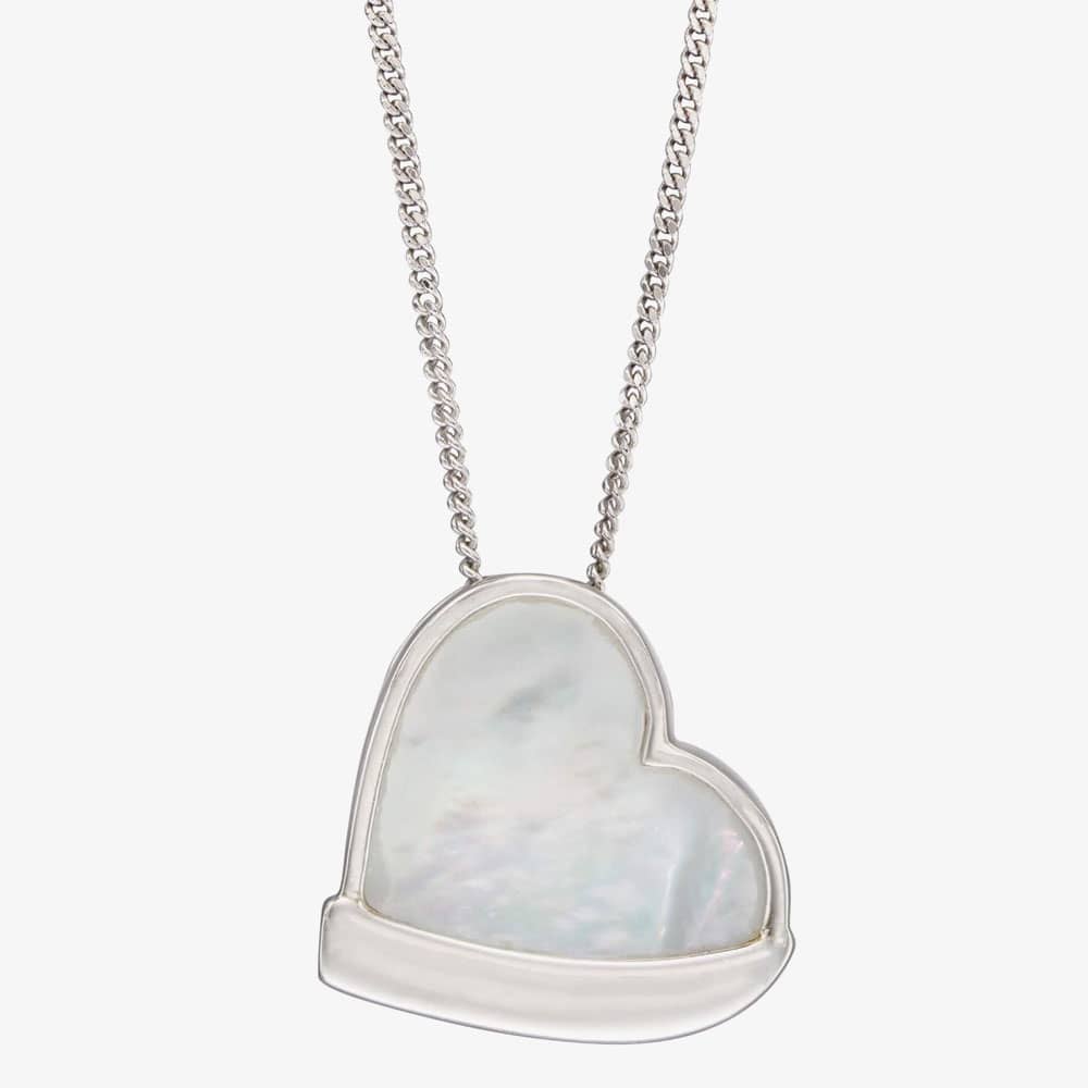 Product photograph of Fiorelli Silver Mother Of Pearl Heart Necklace P5027c from The Jewel Hut