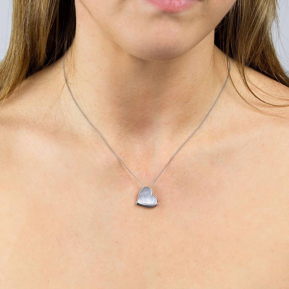Fiorelli Silver Mother Of Pearl Heart Necklace P5027C
