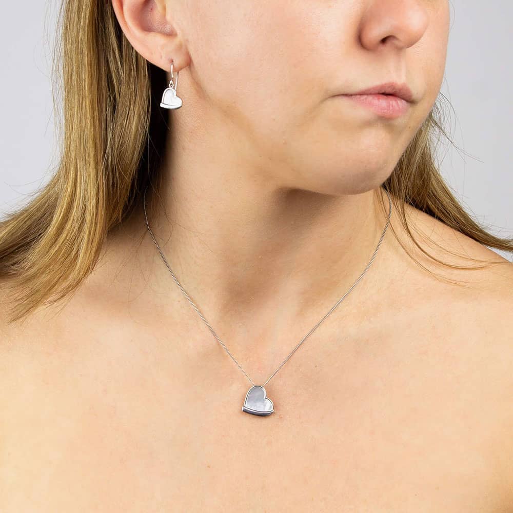 Fiorelli Silver Mother Of Pearl Heart Necklace P5027C