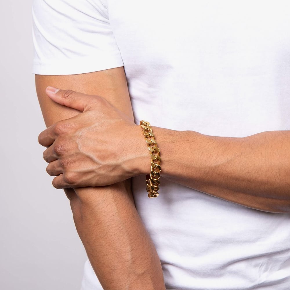 Fred Bennett Everyday Unity Heavyweight Gold IP Curb Bracelet B5444