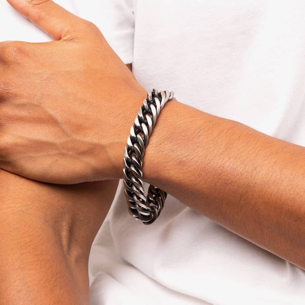 Fred Bennett Oxidised Heavy Weight Foxtail Chain Bracelet B5454