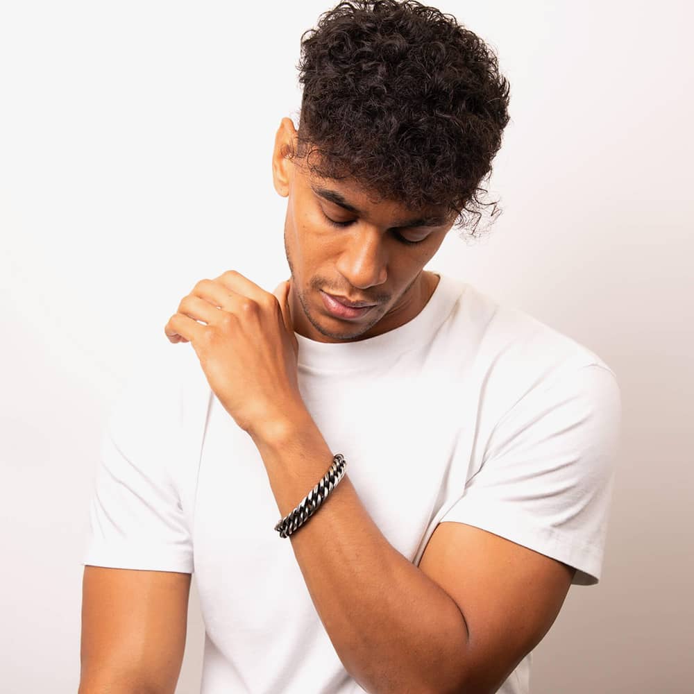 Fred Bennett Oxidised Heavy Weight Foxtail Chain Bracelet B5454