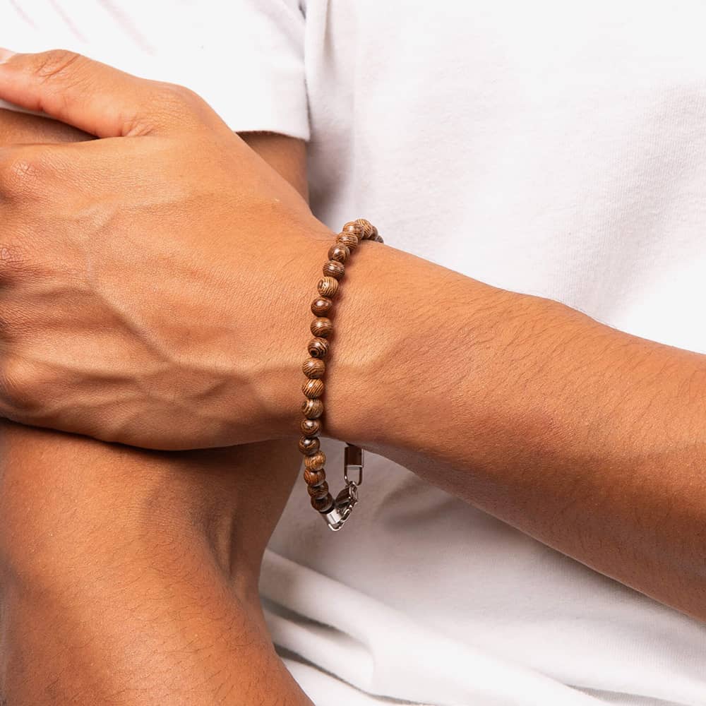 Fred Bennett Round Brown Natural Wood Bead Bracelet B5463